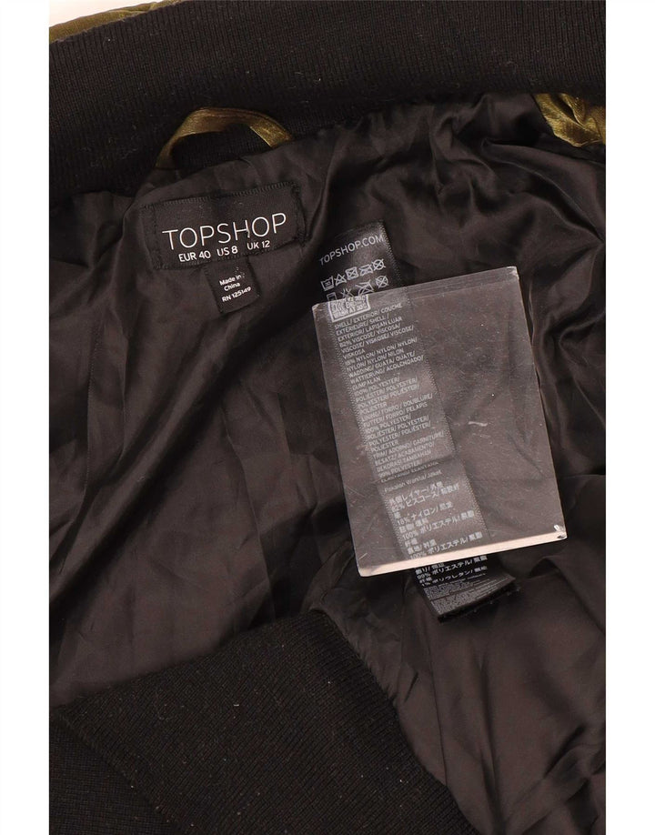 Topshop ženska bomber jakna od velura UK 12 srednji zlatni poliester