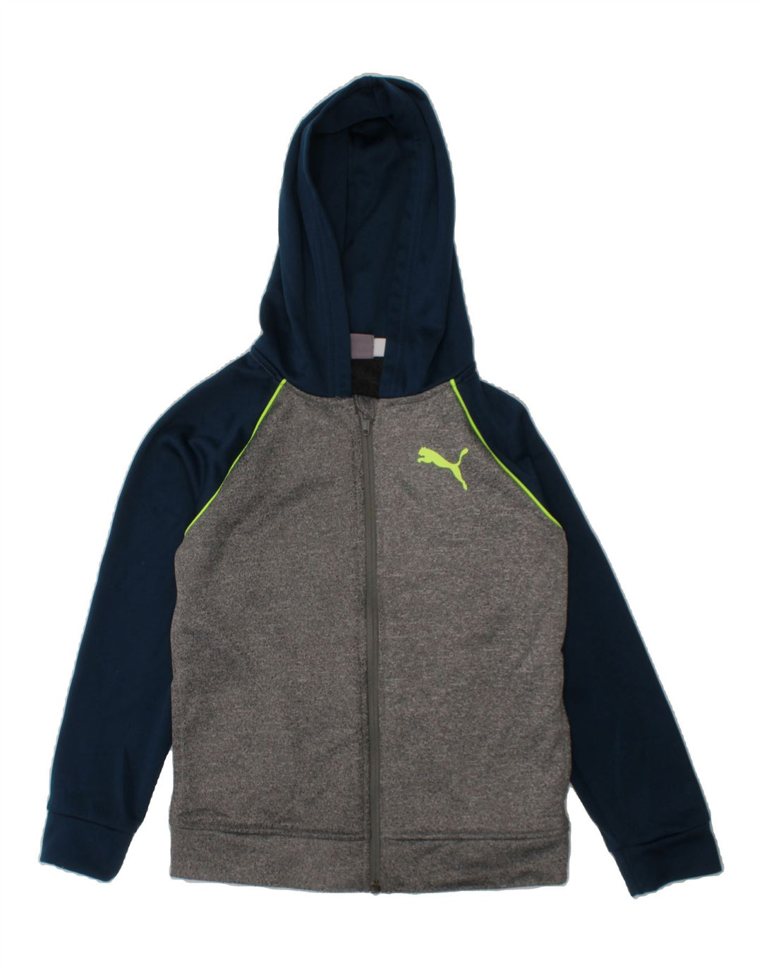 PUMA Boys Zip Hoodie Sweater 6-7 Years Grey Colourblock Polyester Vintage Puma and Second-Hand Puma from Messina Hembry 