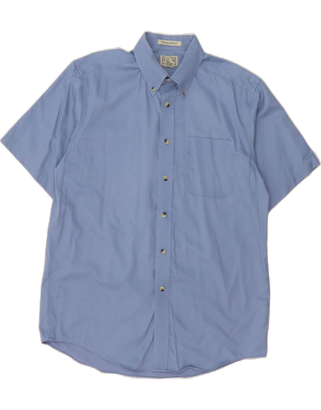 L.L.BEAN Mens Short Sleeve Shirt Medium Blue Cotton Vintage L.L.Bean and Second-Hand L.L.Bean from Messina Hembry 