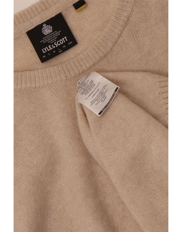 LYLE & SCOTT Veliki muški džemper s veznim izrezom, bež vunena