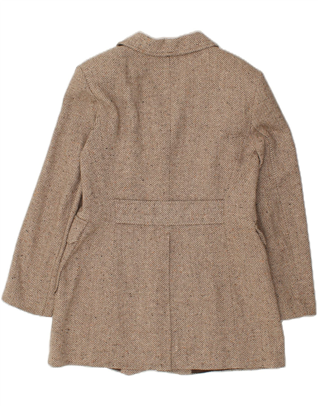 JACQUELINE DE YONG Womens Overcoat IT 42 Medium Beige Herringbone Acrylic Vintage Jacqueline De Yong and Second-Hand Jacqueline De Yong from Messina Hembry 