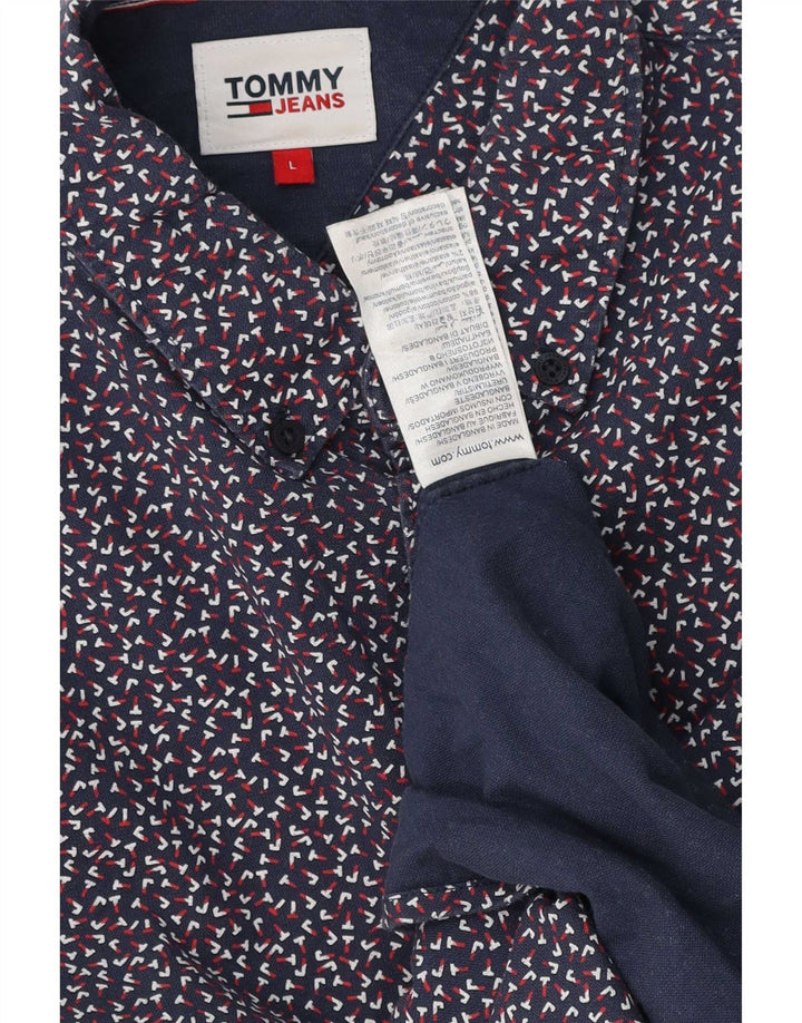 Tommy Hilfiger velika muška košulja od tamnoplavog pamuka na točkice