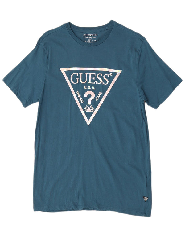 Guess Ženska majica kratkih rukava Slim Fit UK 14 srednje plavi pamuk