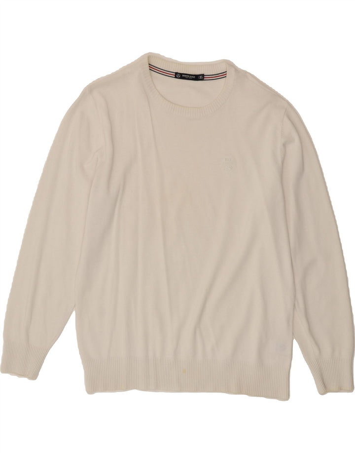 NORTH SAILS Mens Crew Neck Jumper Sweater XL White Cotton Vintage North Sails and Second-Hand North Sails from Messina Hembry 