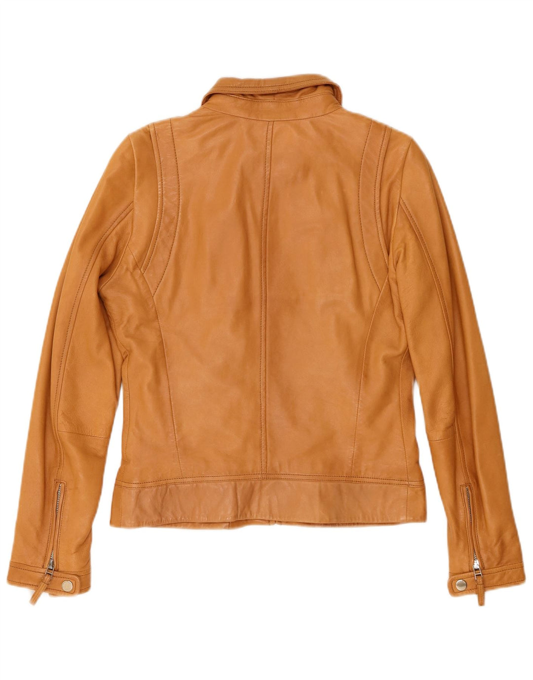 Ženska crop kožna jakna Massimo Dutti UK 12 srednje bež ovčje kože