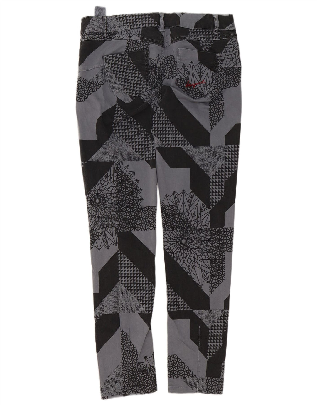 Desigual ženske uske ležerne hlače W32 L29 Sivi Patchwork Pamuk