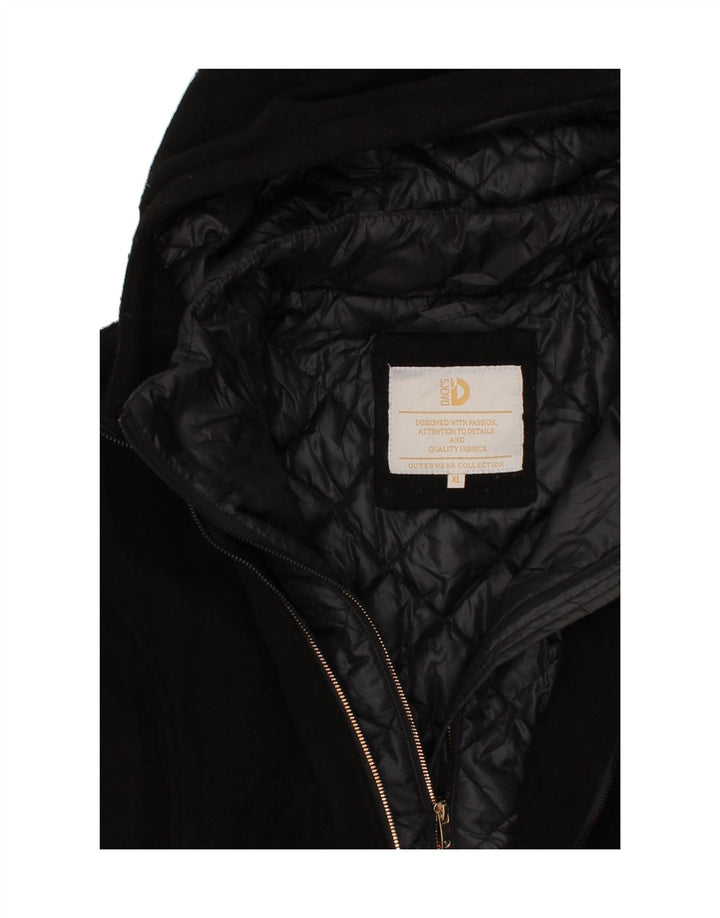 DACK'S Womens Hooded Overcoat UK 18 XL Black Vintage Dack's and Second-Hand Dack's from Messina Hembry 