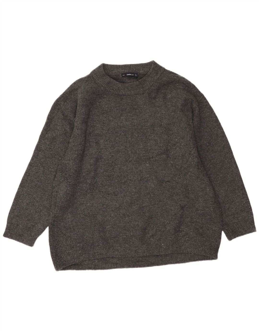 ZARA Mens Loose Fit Crew Neck Jumper Sweater Medium Grey