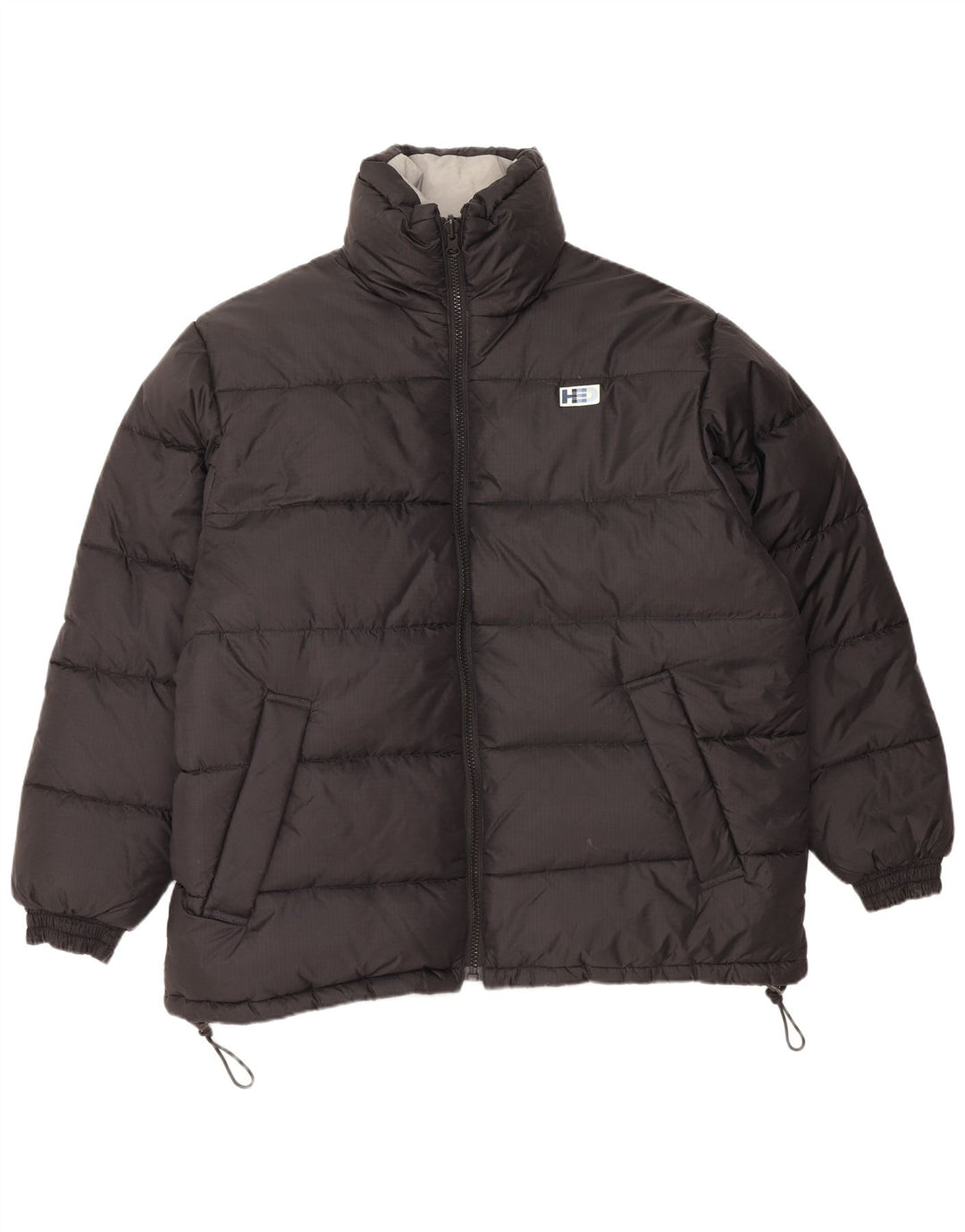 Vintage muška grafička široka podstavljena jakna UK 38, srednji crni najlon