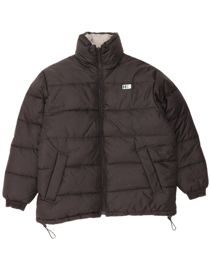 Vintage muška grafička široka podstavljena jakna UK 38, srednji crni najlon