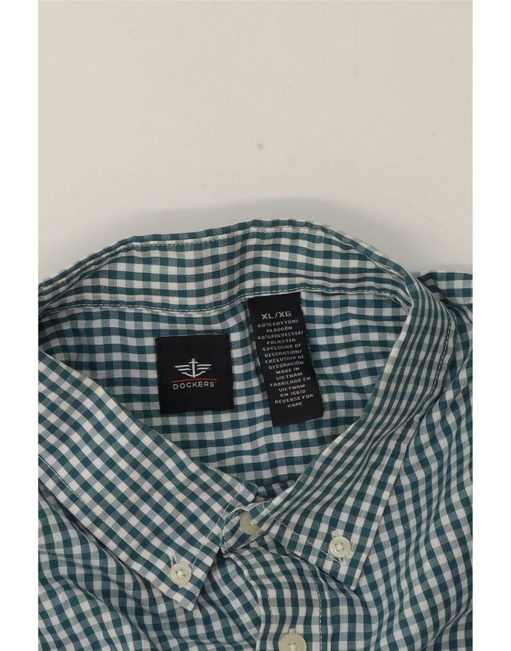 DOCKERS Mens Shirt XL Green Gingham Cotton Vintage Dockers and Second-Hand Dockers from Messina Hembry 