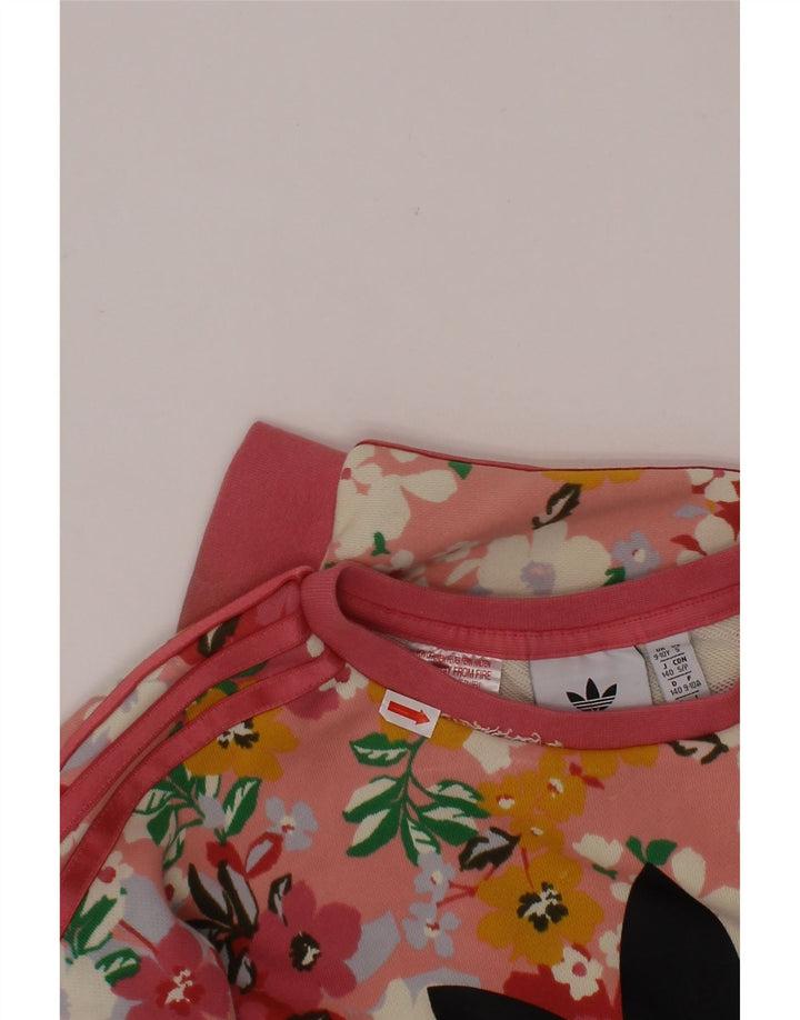 ADIDAS majica s motivima za djevojčice, 9-10 godina, ružičasti pamuk s cvjetnim motivima