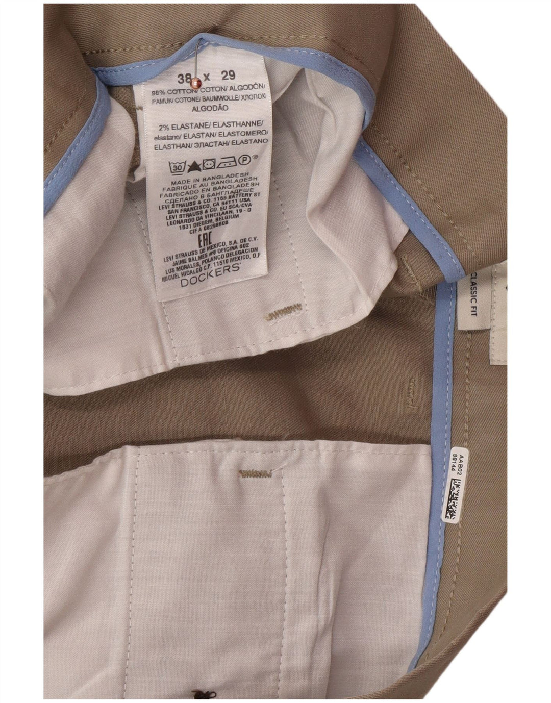 DOCKERS Muške klasične chino hlače W38 L29 bež pamučne klasične