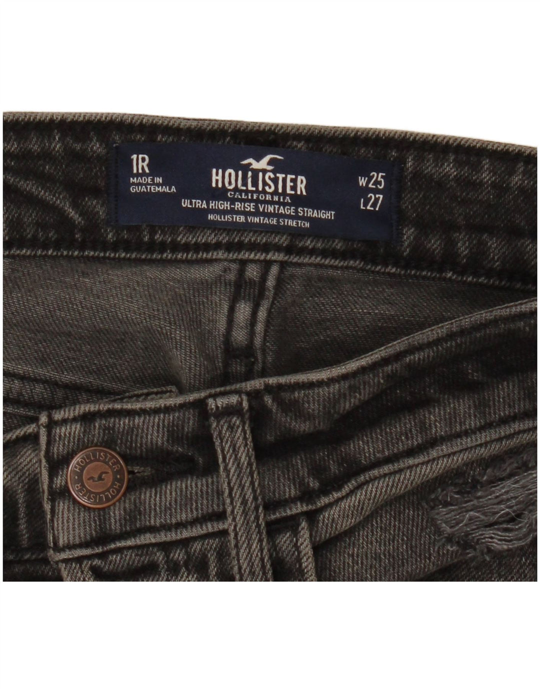 HOLLISTER Ženske ravne traperice visokog struka W25 L27, crni pamuk