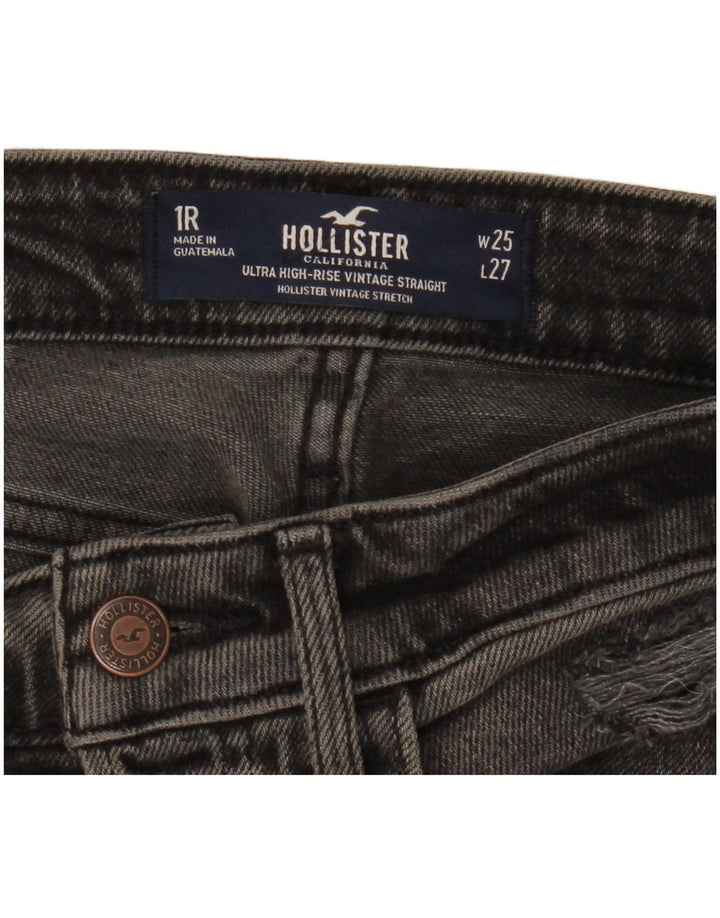 HOLLISTER Ženske ravne traperice visokog struka W25 L27, crni pamuk