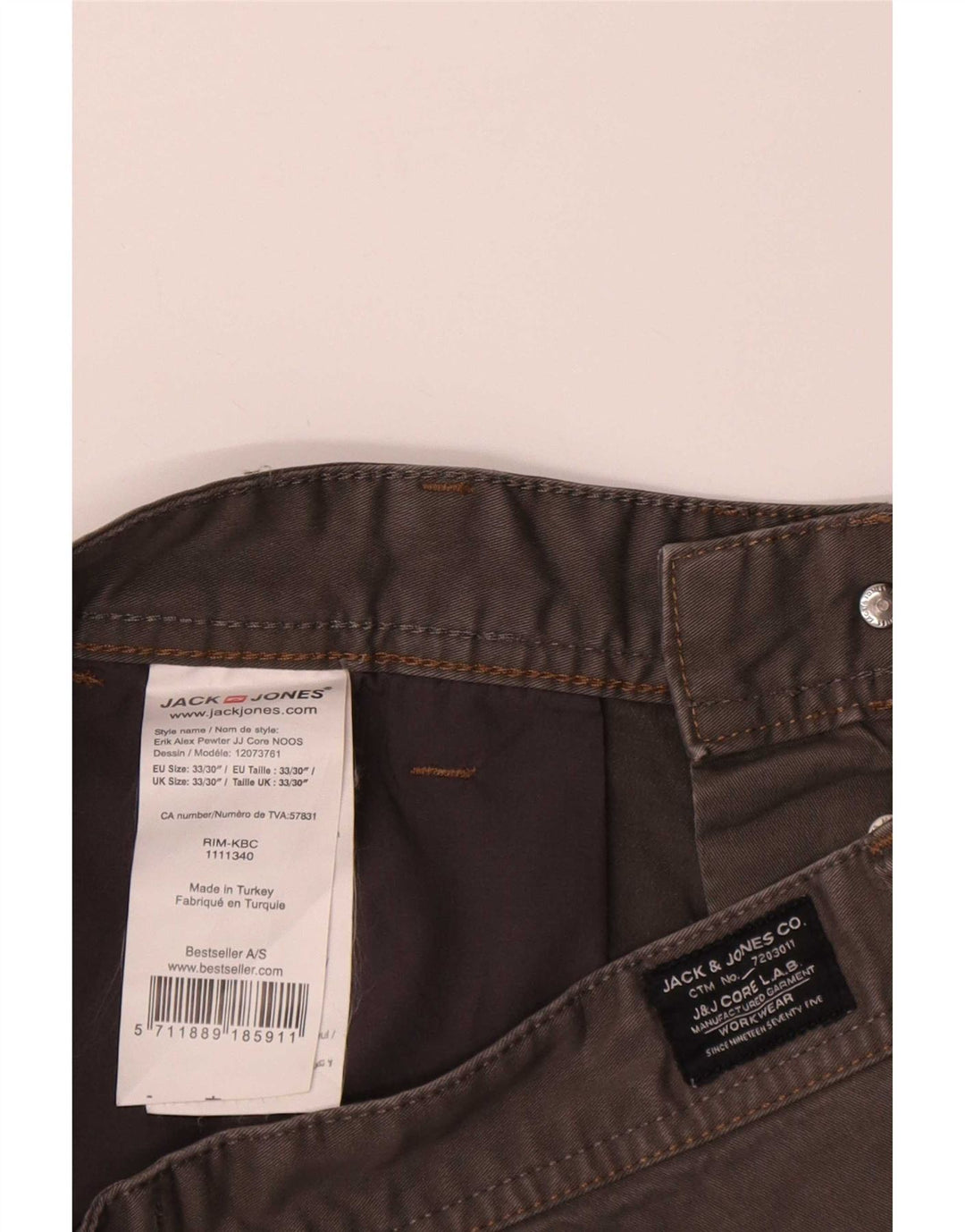 Jack & Jones muške chino kratke hlače srednje veličine W33, sivi pamuk