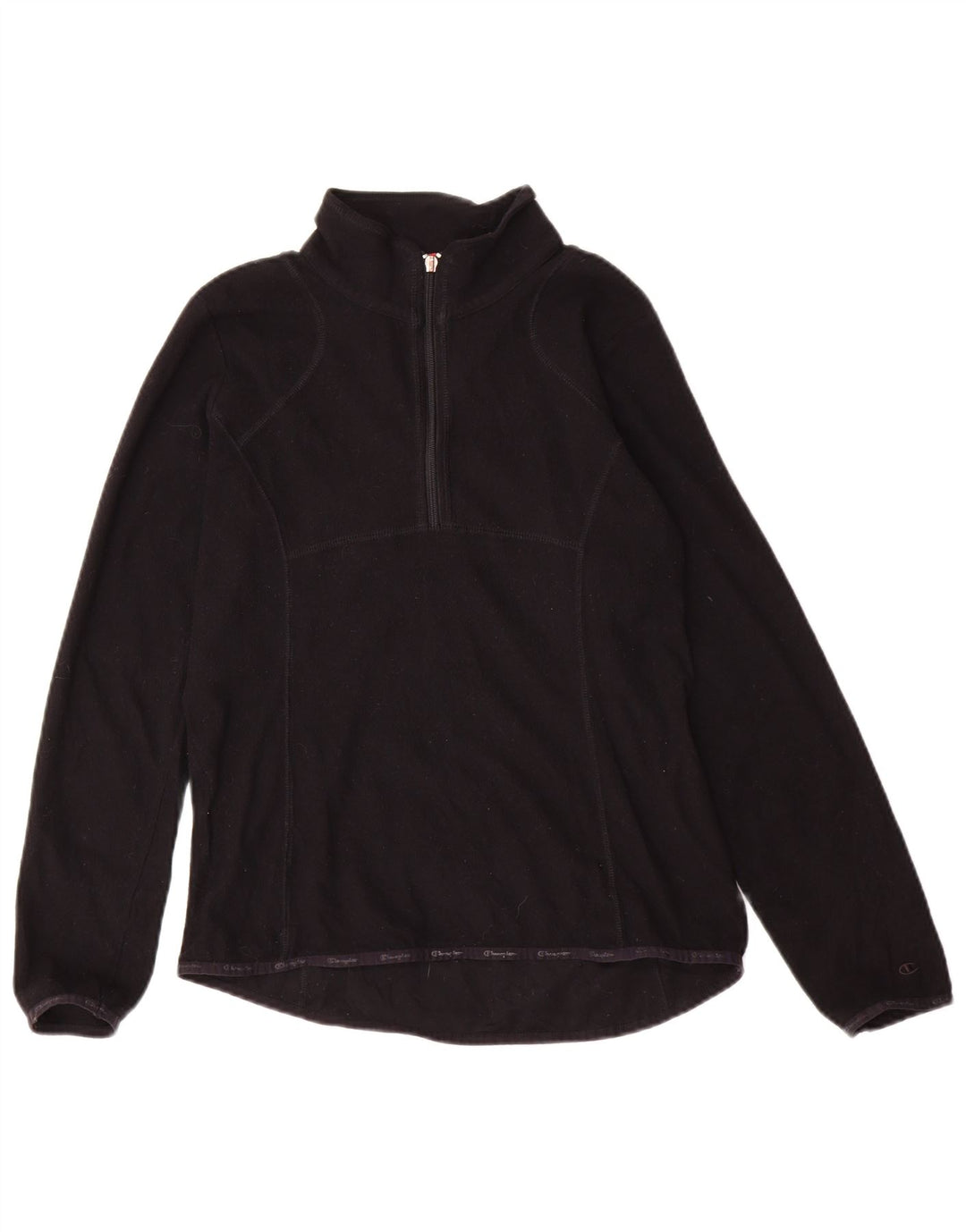 CHAMPION Womens Zip Neck Fleece Jumper UK 12 Medium Black
