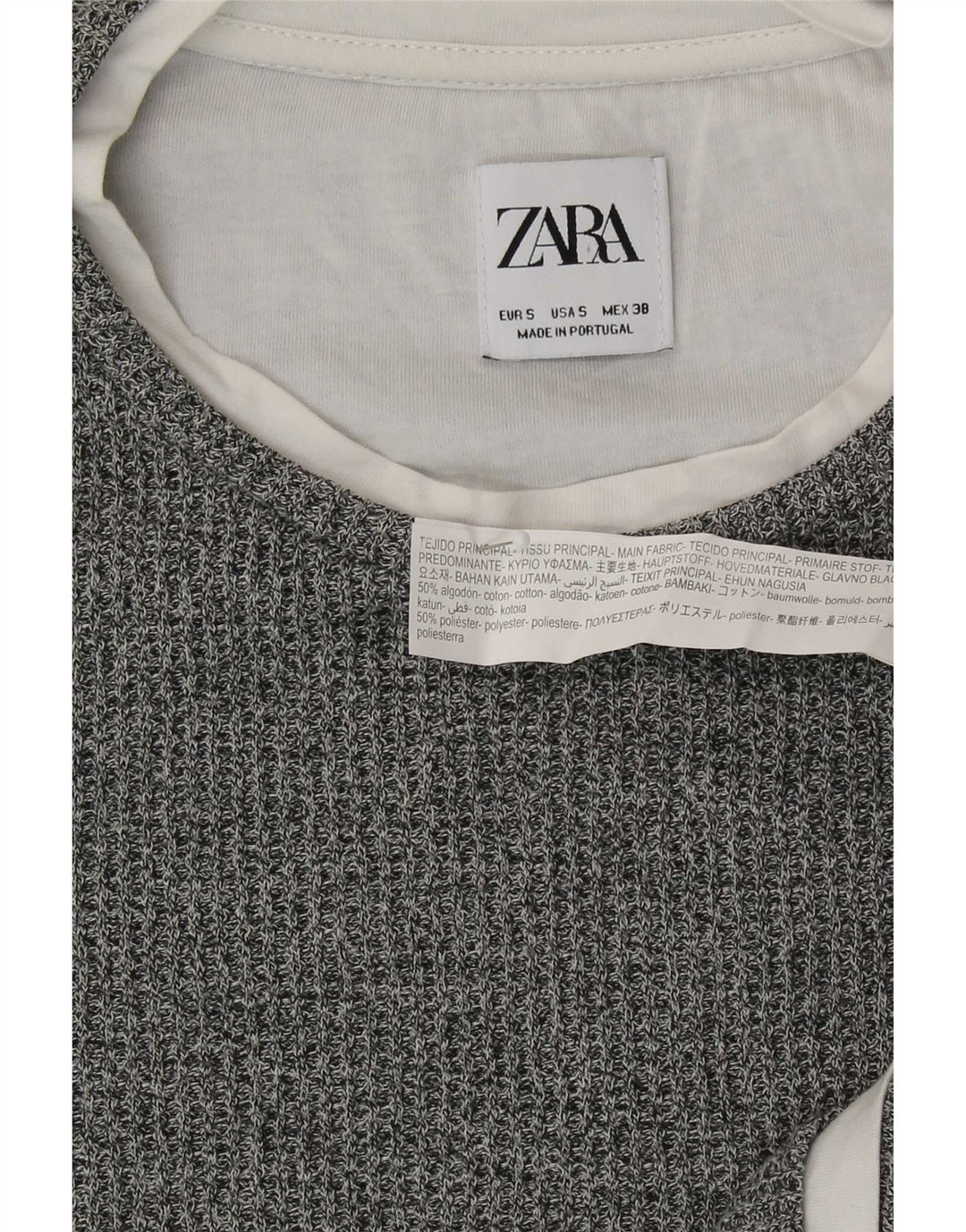 Zara muška majica dugih rukava, mali sivi flekasti pamuk