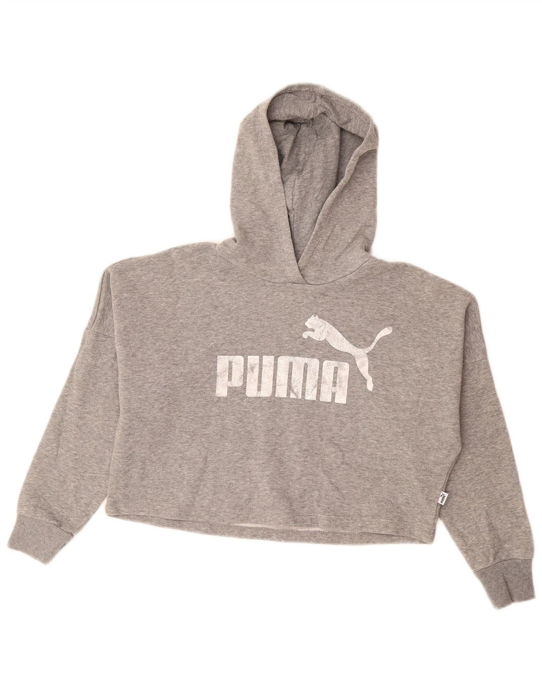 PUMA Girls Crop Graphic majica s kapuljačom 9-10 godina, sivi pamuk