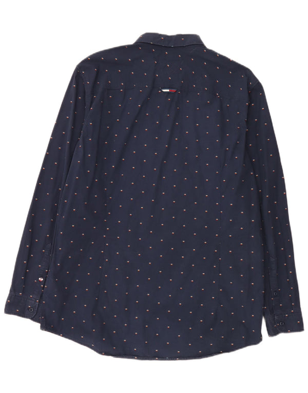 Tommy Jeans muška uska košulja XL tamnoplavi pamuk na točkice