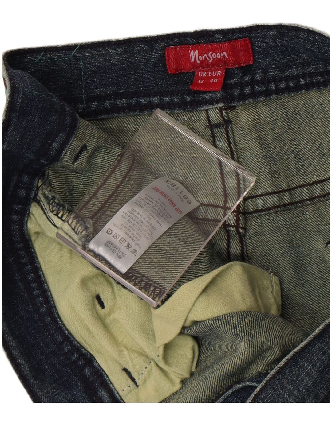 Monsoon ženske traperice Bootcut UK 12 srednje W32 L30 plavi pamuk