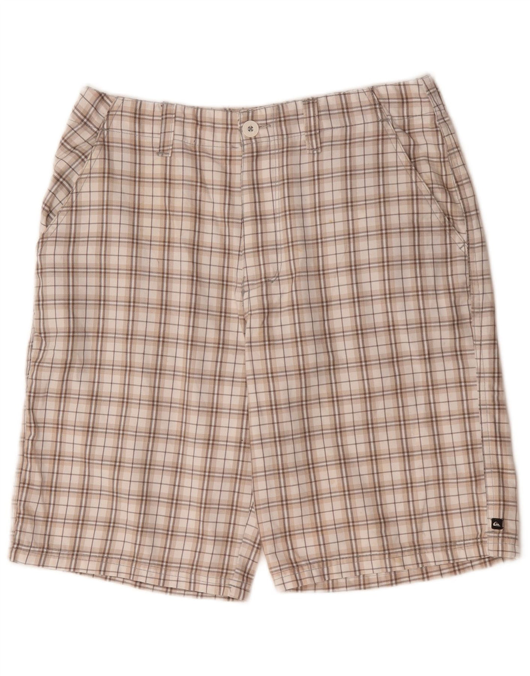 Quiksilver muške kratke chino hlače srednje veličine W32 bež karirani poliester
