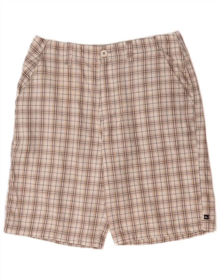 Quiksilver muške kratke chino hlače srednje veličine W32 bež karirani poliester