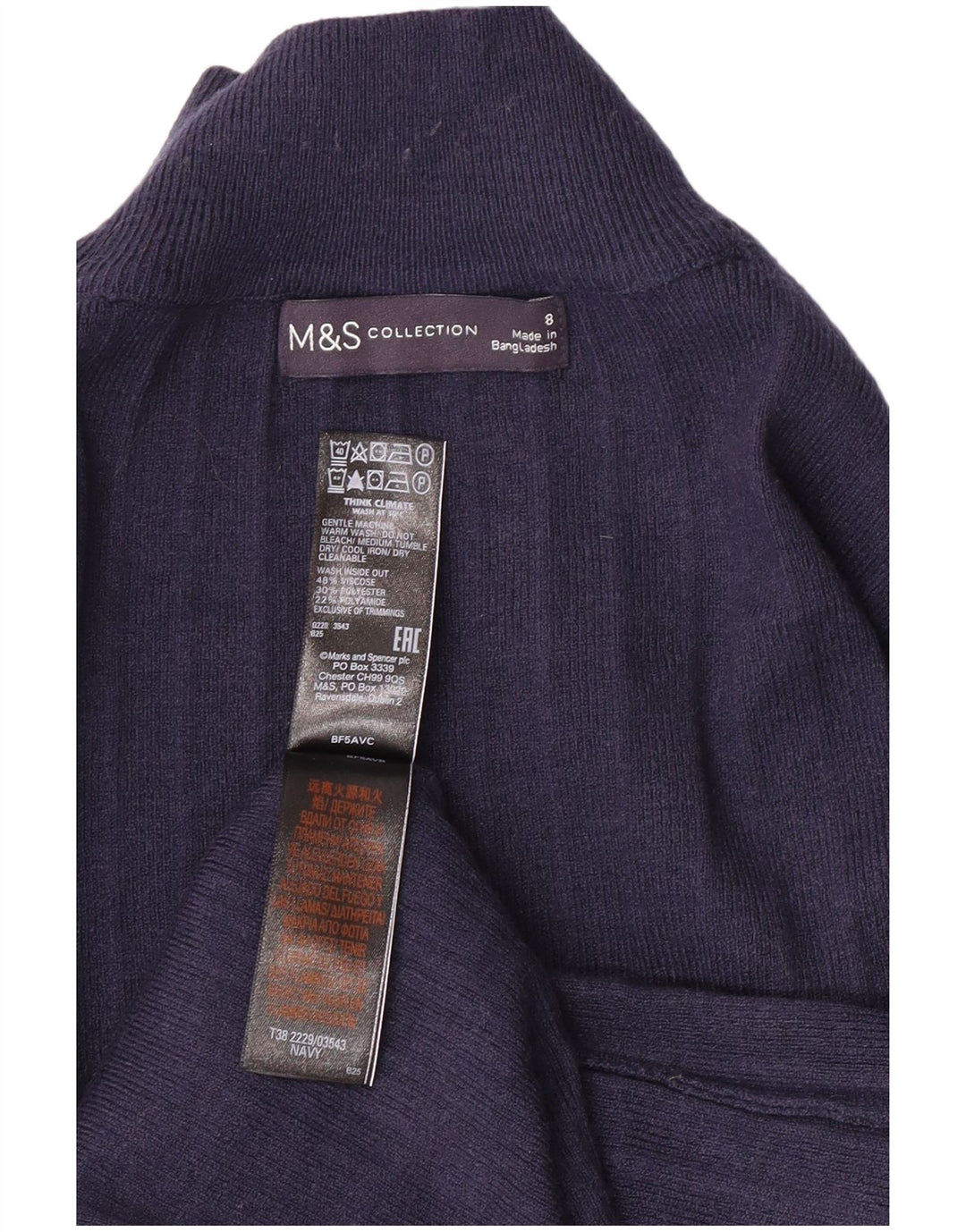 MARKS & SPENCER Ženski džemper s kornjačičastim ovratnikom UK 8 Mali tamnoplavi