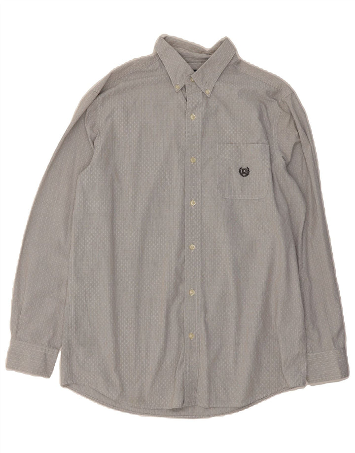 CHAPS Mens Easy Care Shirt Medium Grey Check Cotton Vintage Chaps and Second-Hand Chaps from Messina Hembry 
