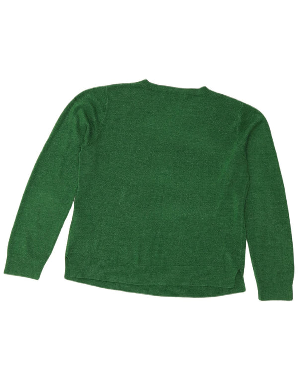 Marks & Spencer Womens Boat Neck Jumper Sweater UK 16 Large Green Acrylic