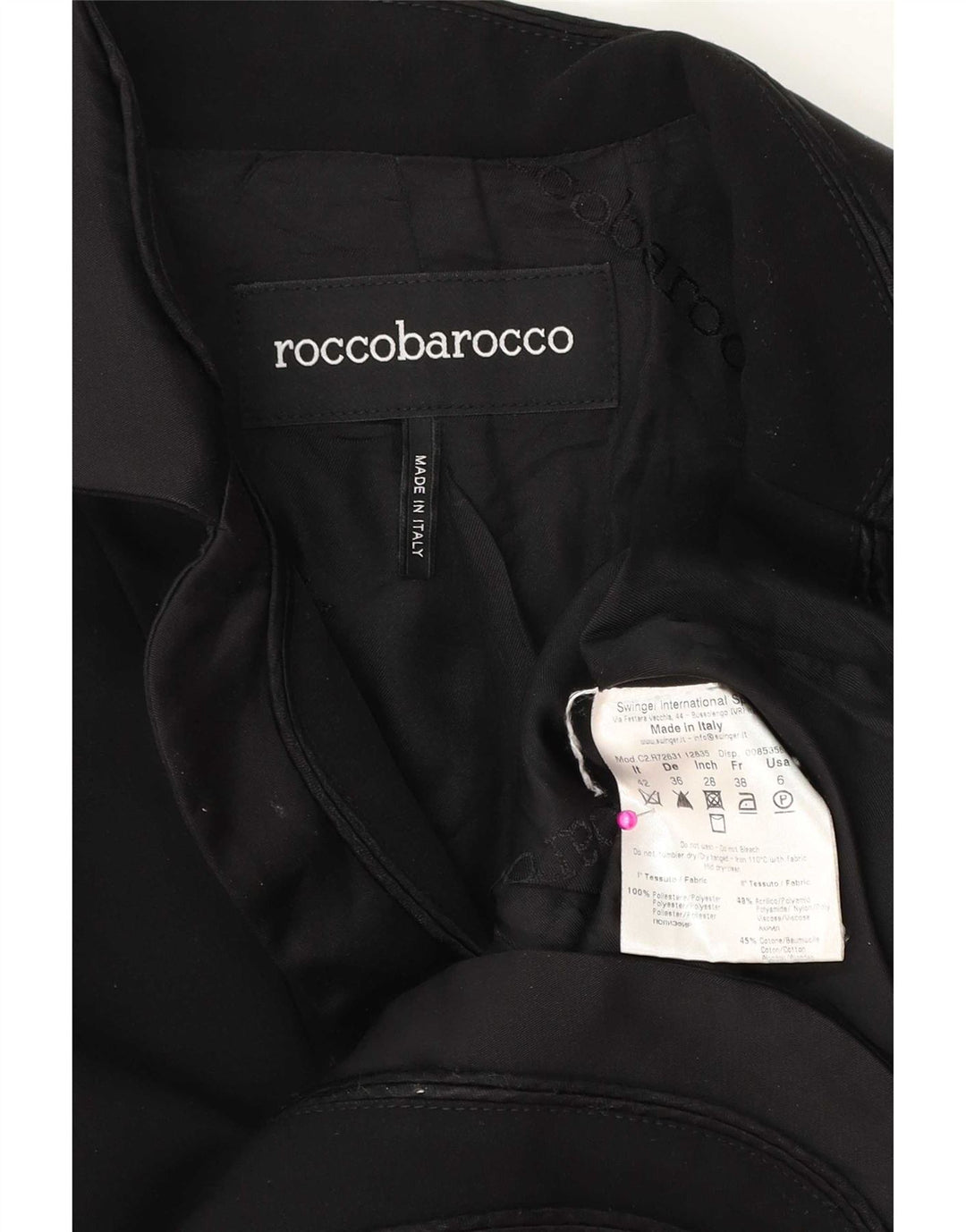 Roccobarocco ženski sako sa 2 gumba IT 42 srednji crni poliester