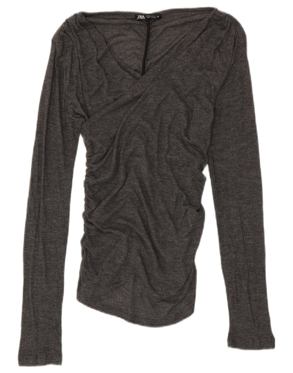 ZARA gornji dio ženske bluze UK 12 srednje sivi poliester