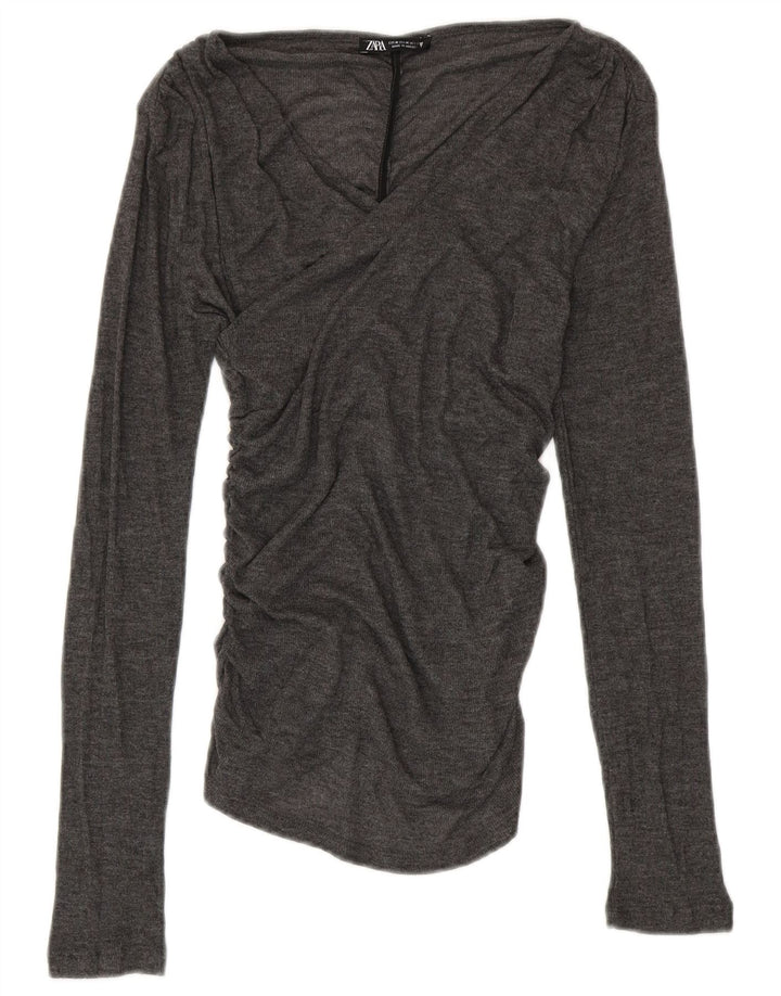 ZARA gornji dio ženske bluze UK 12 srednje sivi poliester