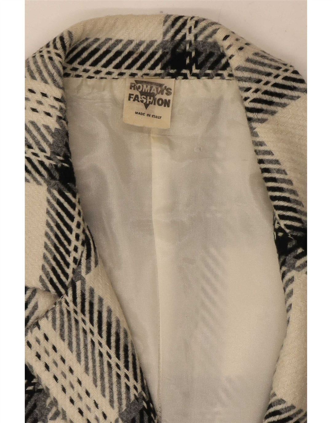 Vintage ženski sako sa 2 gumba UK 12 srednje bijele karirane vune