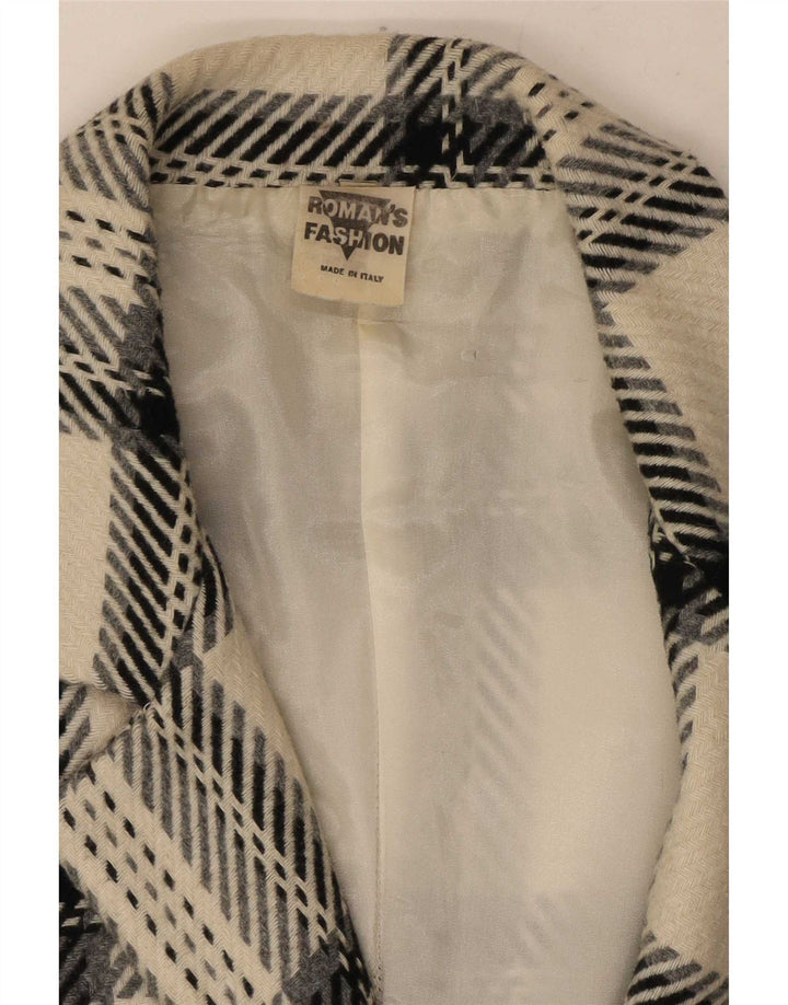 Vintage ženski sako sa 2 gumba UK 12 srednje bijele karirane vune