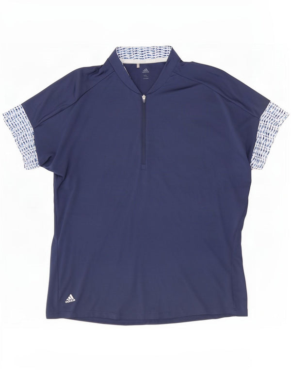 Adidas muška majica s izrezom s patentnim zatvaračem XL tamnoplava s flekama