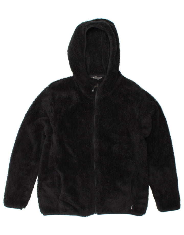 EDDIE BAUER Womens Hooded Fleece Jacket UK 14 Medium Black Polyester Vintage Eddie Bauer and Second-Hand Eddie Bauer from Messina Hembry 