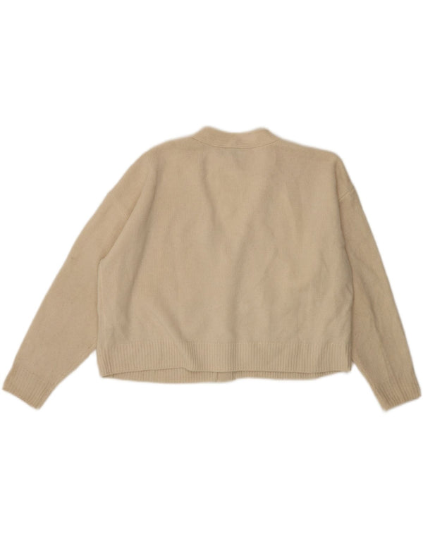 Zara ženski kratki kardigan pulover UK 10 Small Off White Wool