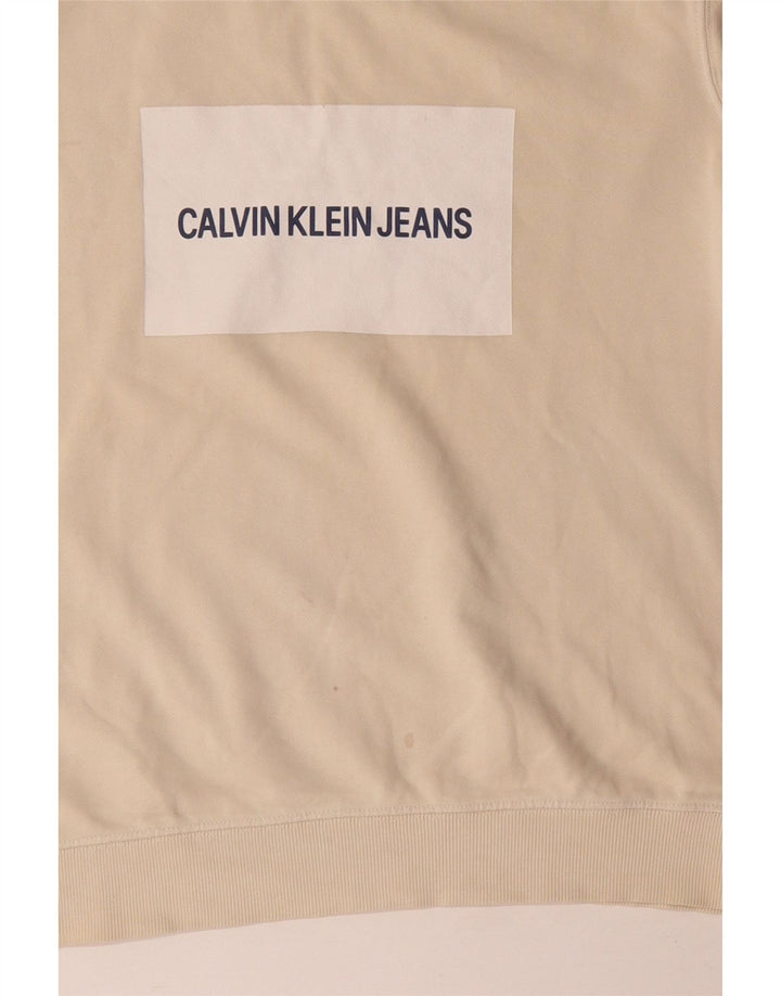 Calvin Klein Jeans muški džemper s grafičkim motivima, veliki, bež pamuk