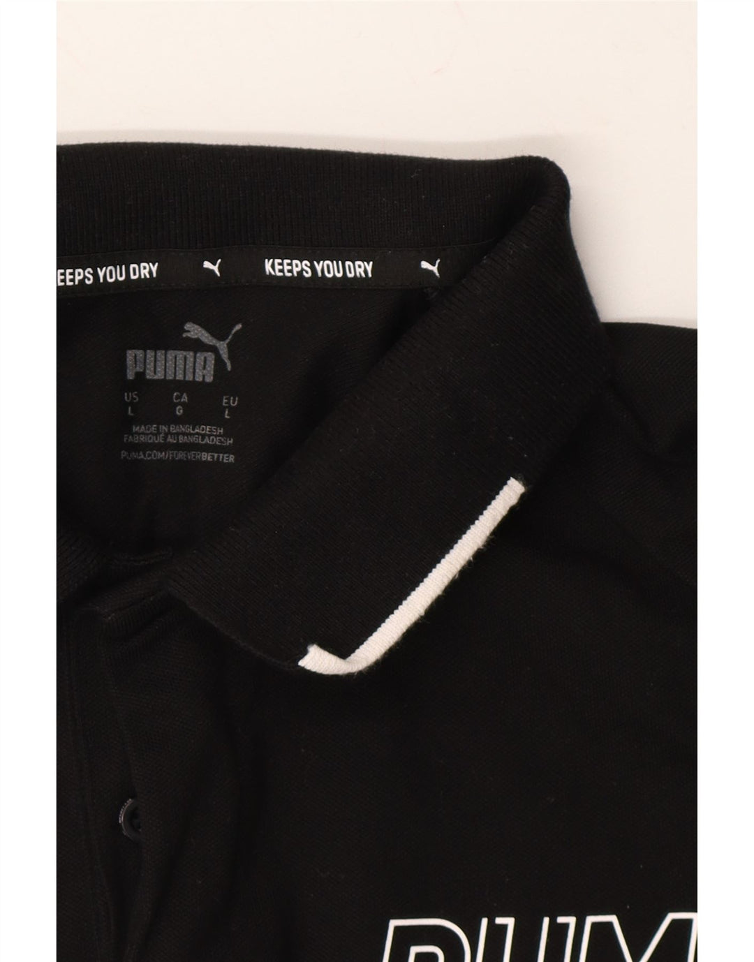 PUMA Mens Graphic Polo Shirt Large Black Cotton Vintage Puma and Second-Hand Puma from Messina Hembry 