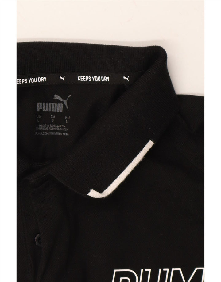 PUMA Mens Graphic Polo Shirt Large Black Cotton Vintage Puma and Second-Hand Puma from Messina Hembry 