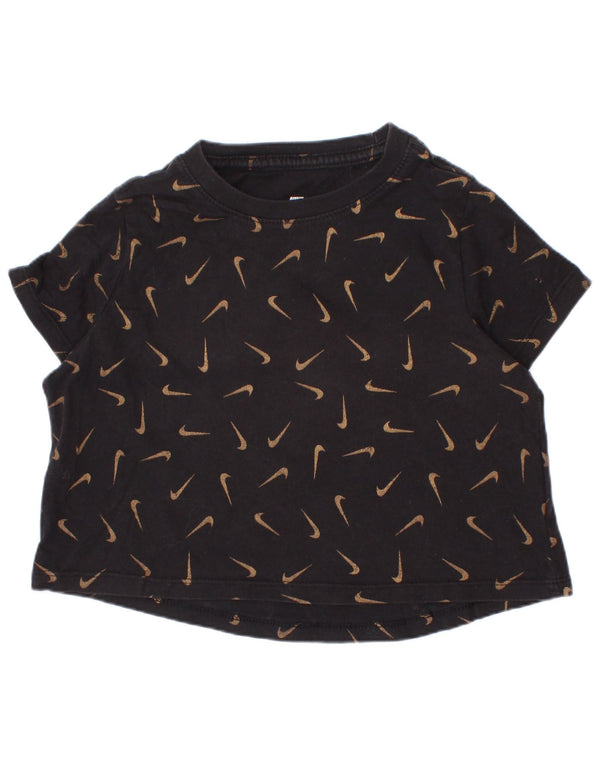 Nike Girls Graphic T-Shirt Top 8-9 Years Small Black Spotted