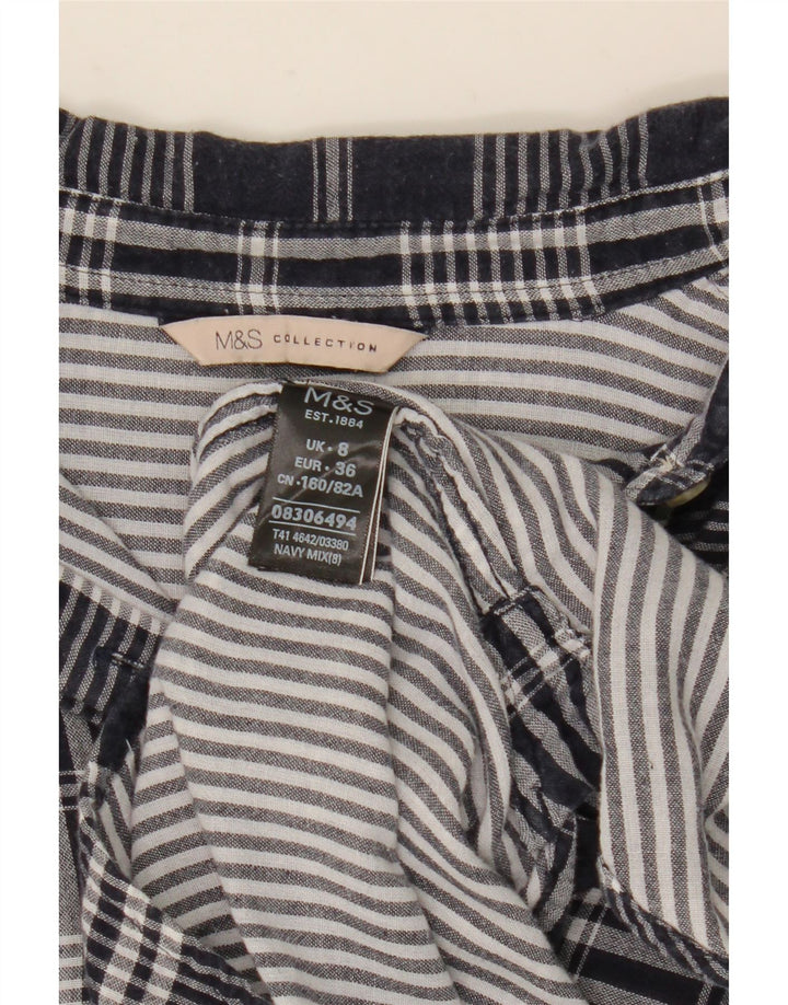 Marks & Spencer ženska prekomjerna košulja UK 8 Mala tamnoplava karirana pamuk