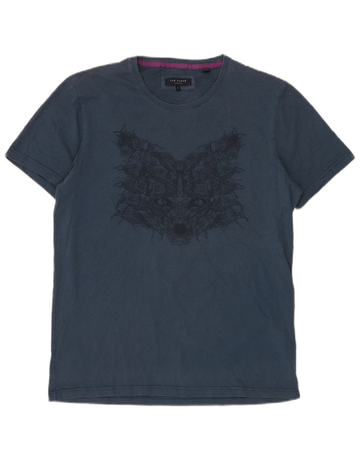 Ted Baker Muška grafička majica kratkih rukava, velika veličina 4, tamnoplava