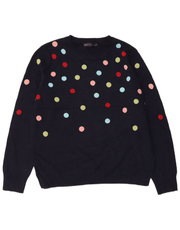 MARKS & SPENCER Ženski džemper s okruglim izrezom UK 14 srednje tamnoplava