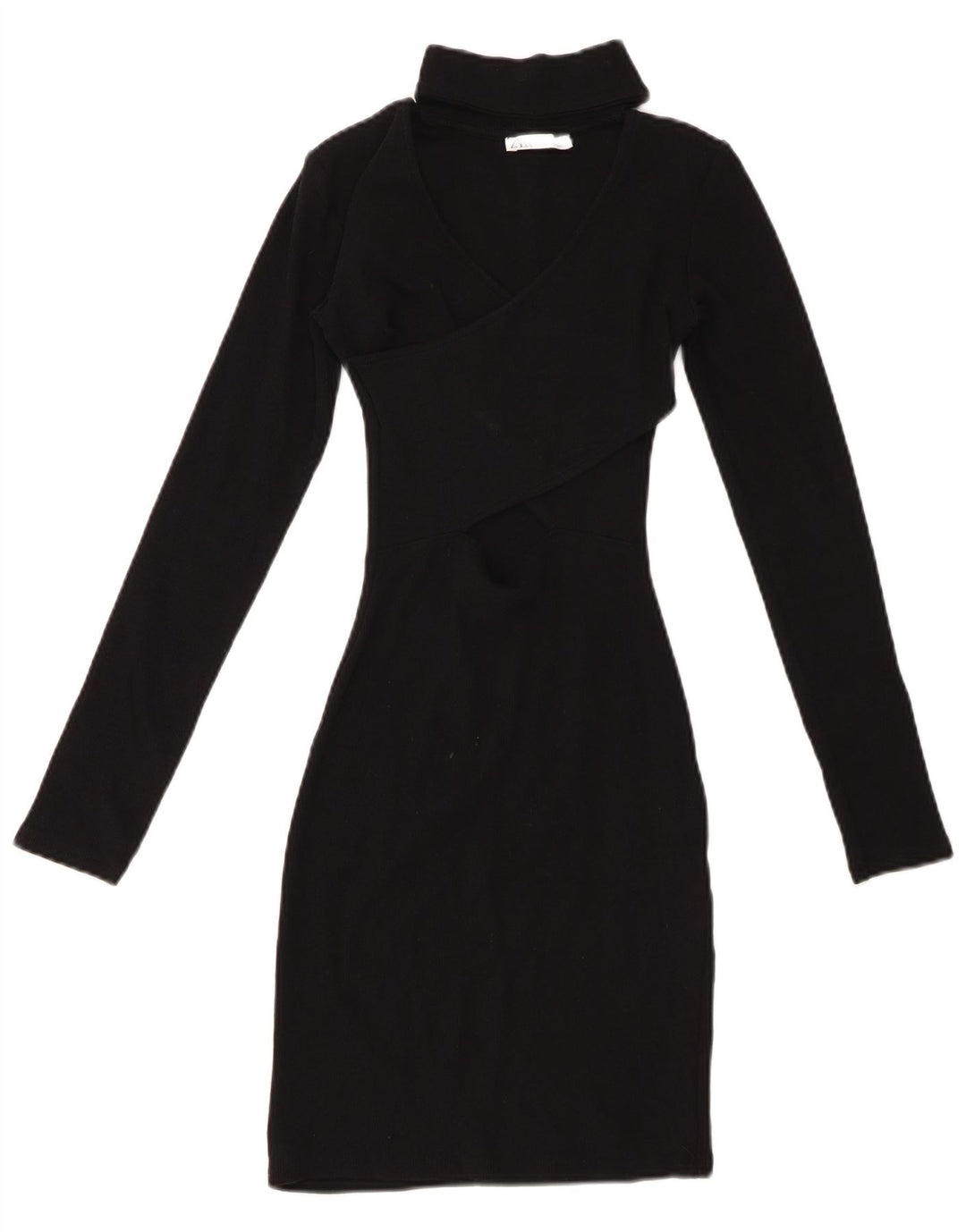 ZARA ženska haljina s dugim rukavima uz tijelo UK 8 Mala crna pamučna