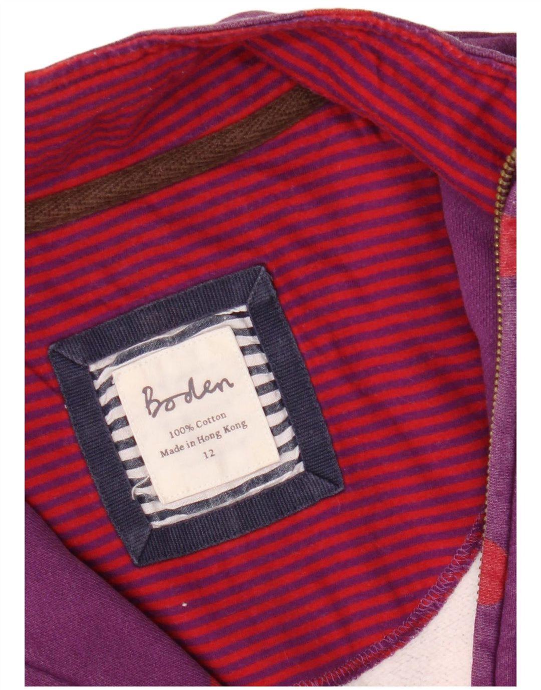 BODEN Ženska majica s izrezom s patentnim zatvaračem UK 12 srednje ljubičasta točkasta