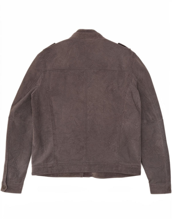 Conbipel Mens Military Leather Jacket IT 52 Large Grey Leather