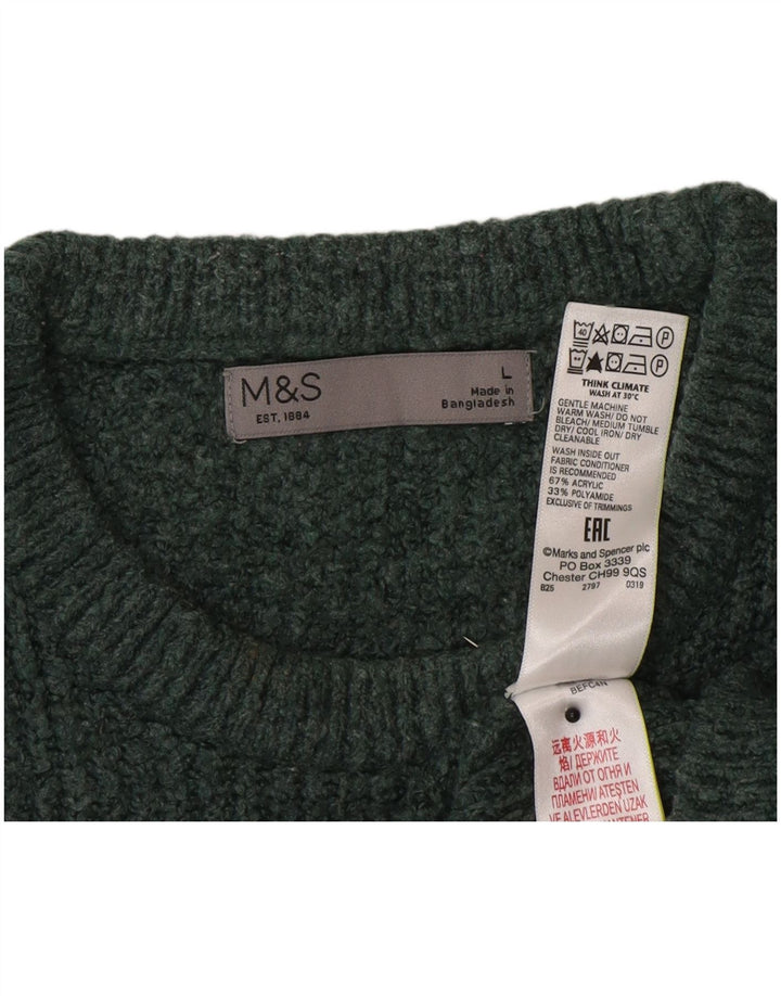 Marks & Spencer muški pulover s okruglim izrezom, veliki zeleni akril