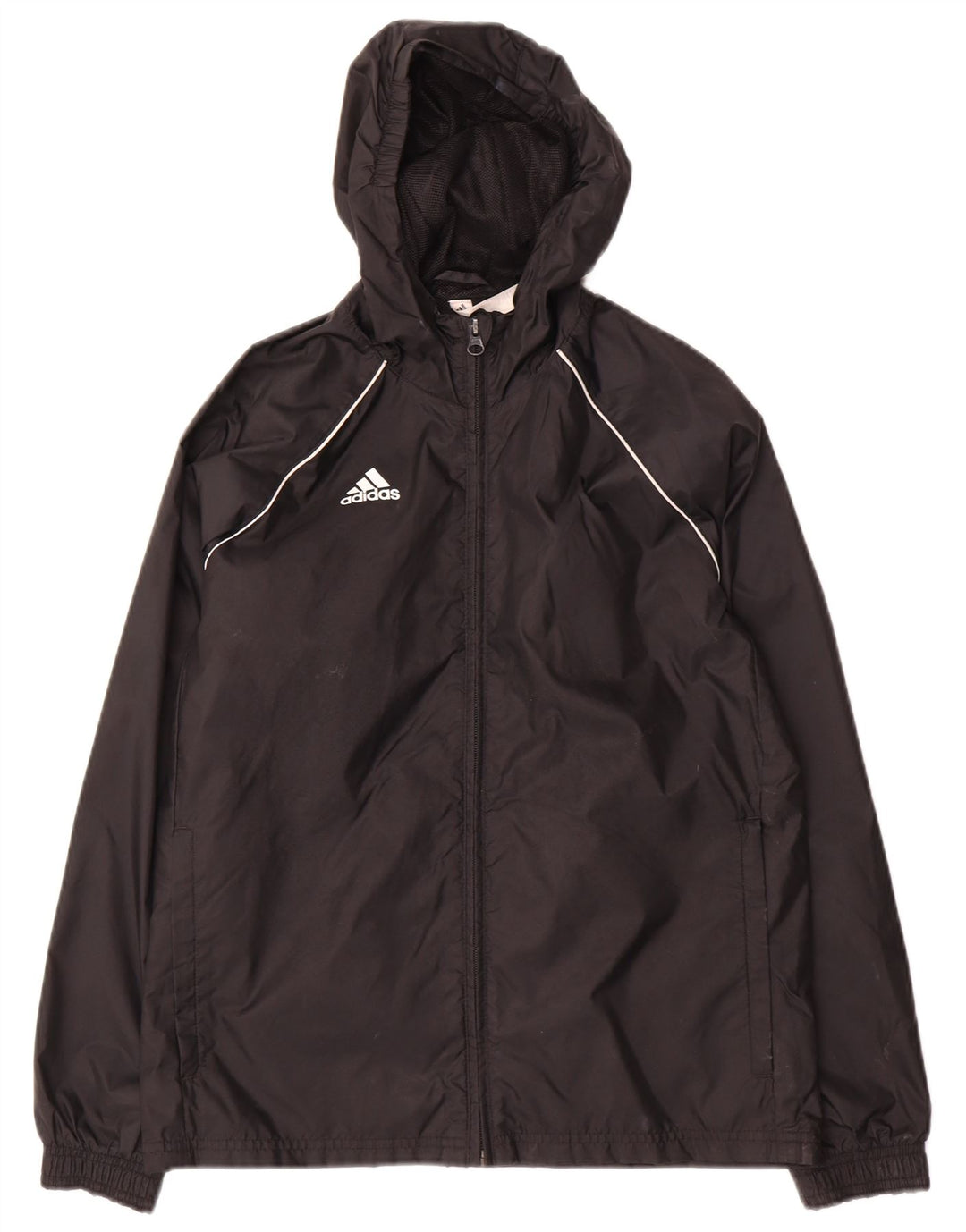 Adidas kišna jakna s kapuljačom za dječake 11-12 godina crna najlonska